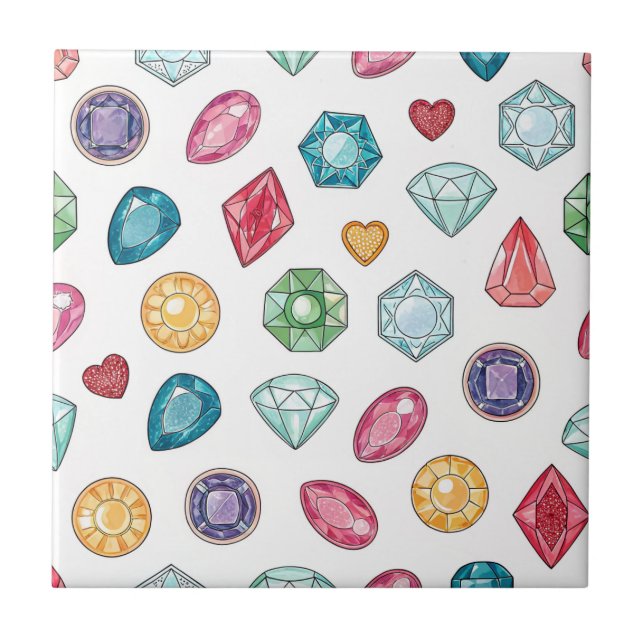 Colourful Gemstone Pattern (3) Tile (Front)