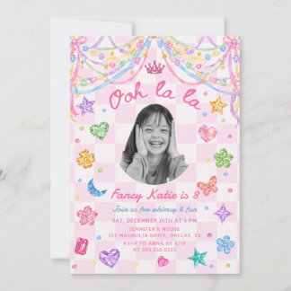 Colourful  Gemstone She's A Gem Birthday Photo Invitation