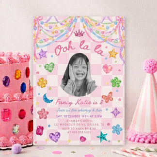 Colourful Gemstone She's A Gem Birthday Photo Invitation