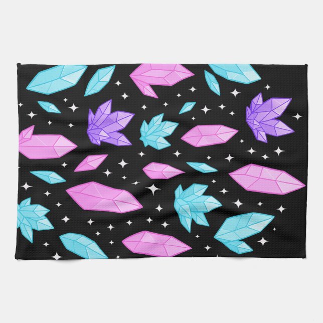 Colourful Gemstones in Cosmic Space Tea Towel (Horizontal)