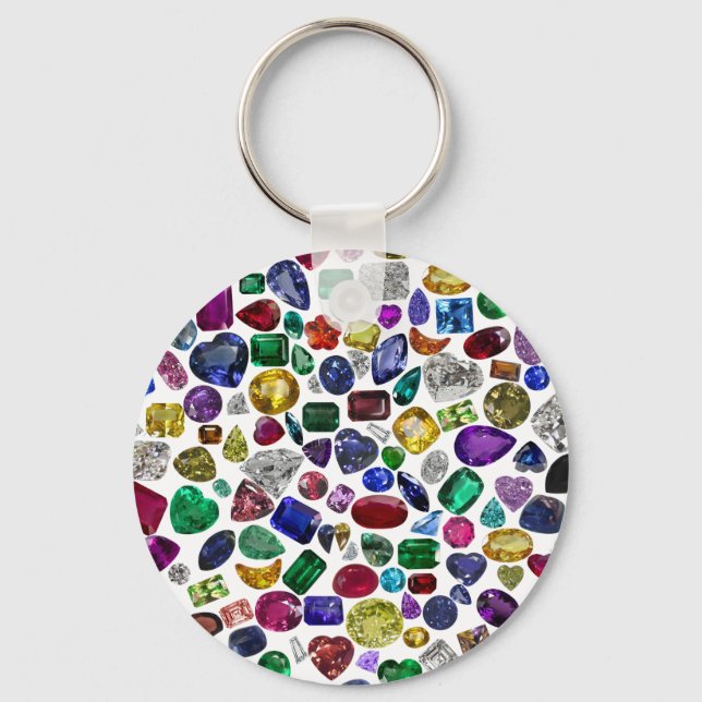 Colourful Gemstones in Stunning Shapes Key Ring (Front)