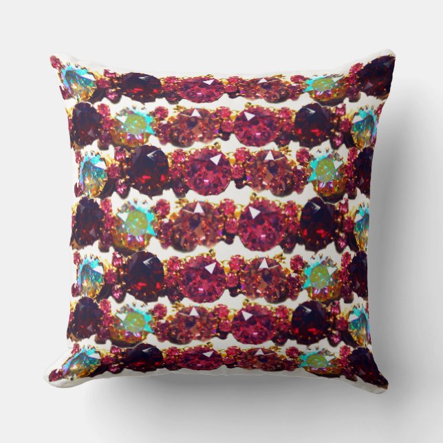 Colourful Gemstones, rubies, diamonds, sapphires T Cushion (Front)