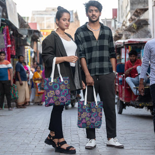 colourful geo linears tote bag