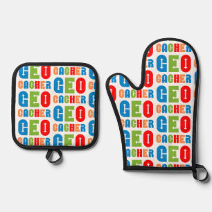 Colourful Geocacher Arrows Oven Mitt & Pot Holder Set