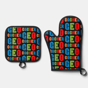 Colourful Geocacher Arrows Oven Mitt & Pot Holder Set