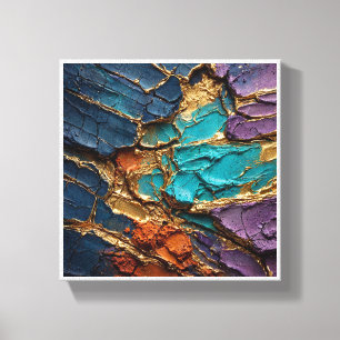 Colourful Geode Crystal Cavity with Gold and Purpl Canvas Print
