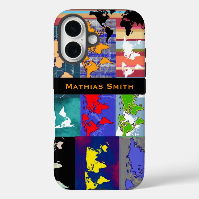 colourful geographic mixed world-maps Case-Mate iPhone case (Back)