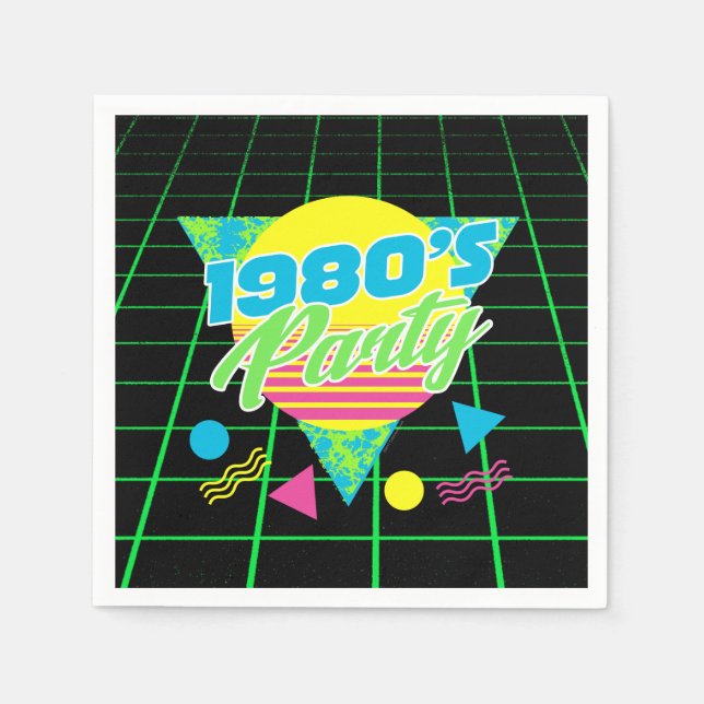 Colourful Geometric 1980s 80s Birthday Party Napkin (Front)