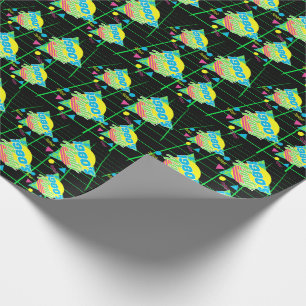 Colourful Geometric 1980s 80s Birthday Party Wrapping Paper