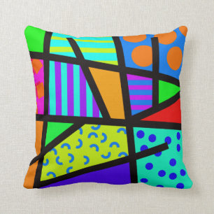 Colourful Geometric 80s Memphis Design Cushion