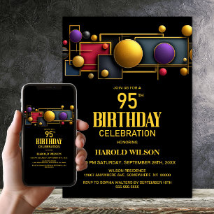 Colourful Geometric 95th Birthday Party Invitation