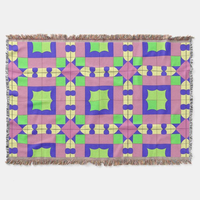 Colourful Geometric Abstract Art Throw Blanket (Front)