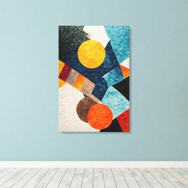 Colourful Geometric Abstract Canvas Print (Insitu(Wood Floor))