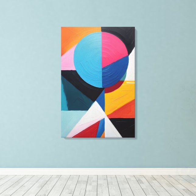 Colourful Geometric Abstract Canvas Print (Insitu(Wood Floor))