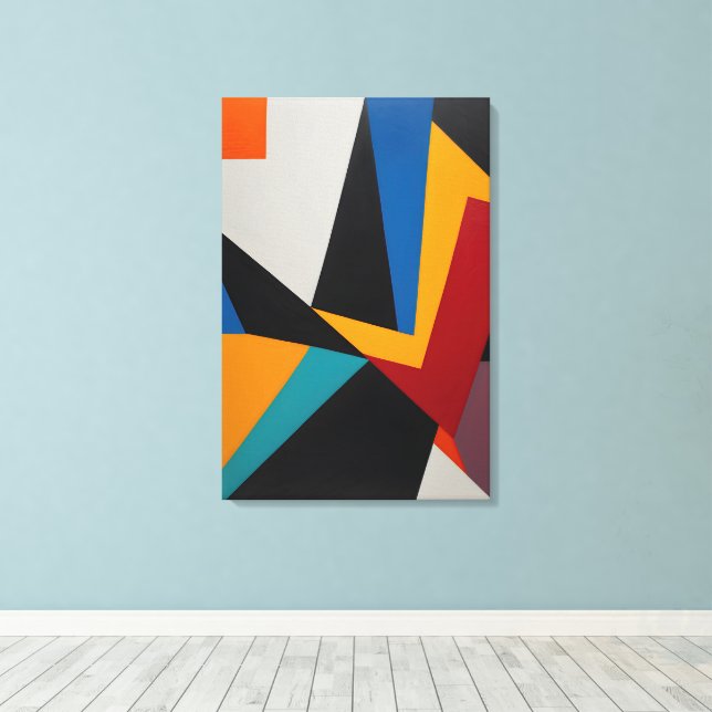 Colourful Geometric Abstract Canvas Print (Insitu(Wood Floor))