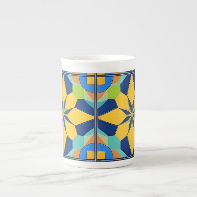 Colourful Geometric Abstract Design Bone China Mug (Front)