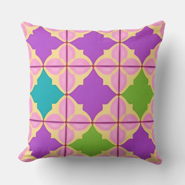 Colourful Geometric Abstract Design Cushion (Front)