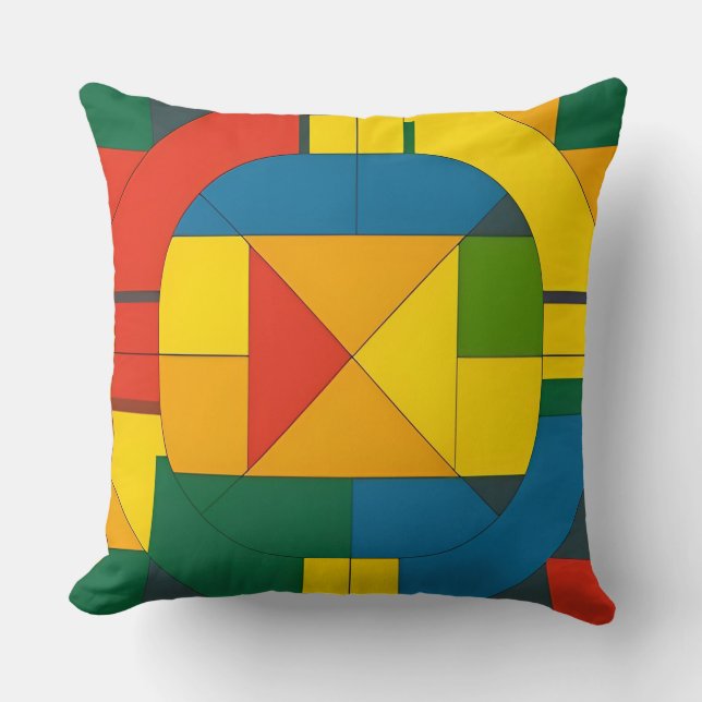 Colourful Geometric Abstract Design Cushion (Front)