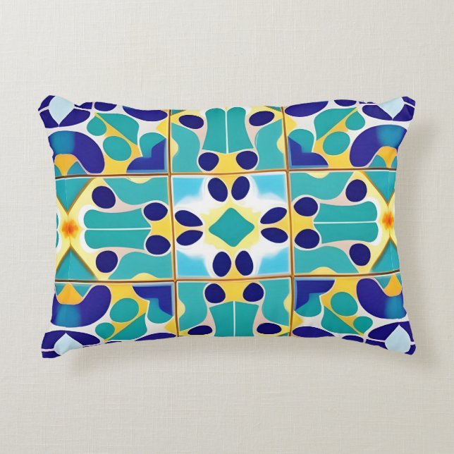 Colourful Geometric Abstract Design Decorative Cushion (Front)