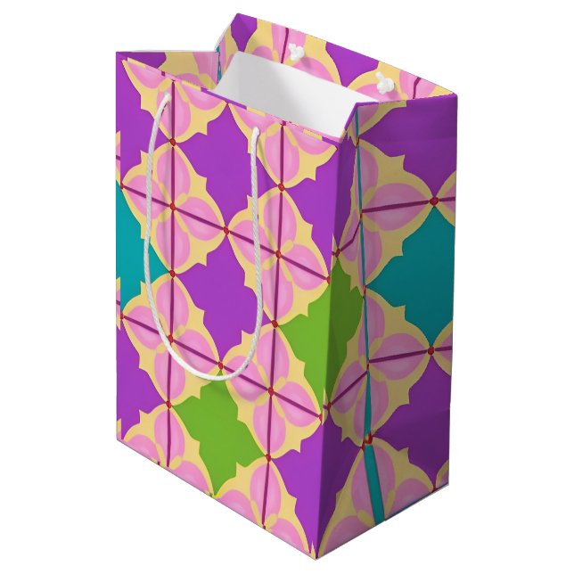 Colourful Geometric Abstract Design Medium Gift Bag (Back Angled)