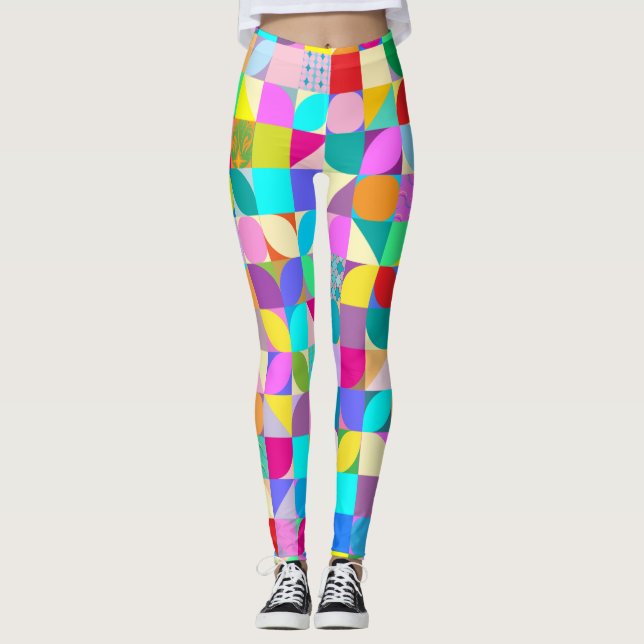 Colourful Geometric Abstract Fun Graphic Cool Leggings (Front)