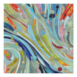 Colourful Geometric Abstract Mosaic Art Faux Canvas Print