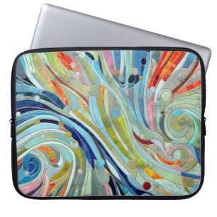 Colourful Geometric Abstract Mosaic Art Laptop Sleeve