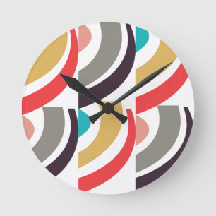 Colourful Geometric Abstract Pattern Round Clock