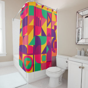 Colourful Geometric Abstract Pattern  Shower Curtain