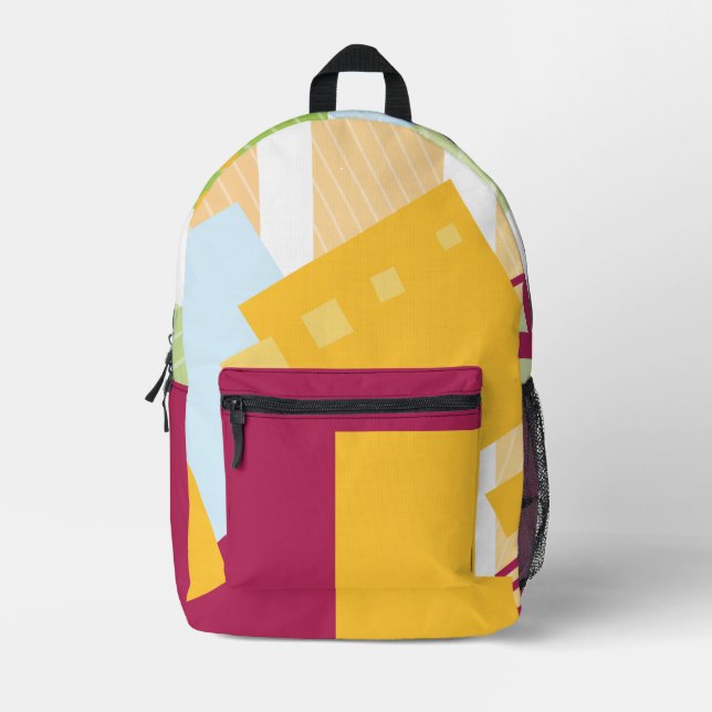 Colourful Geometric Abstract Printed Backpack (Front)