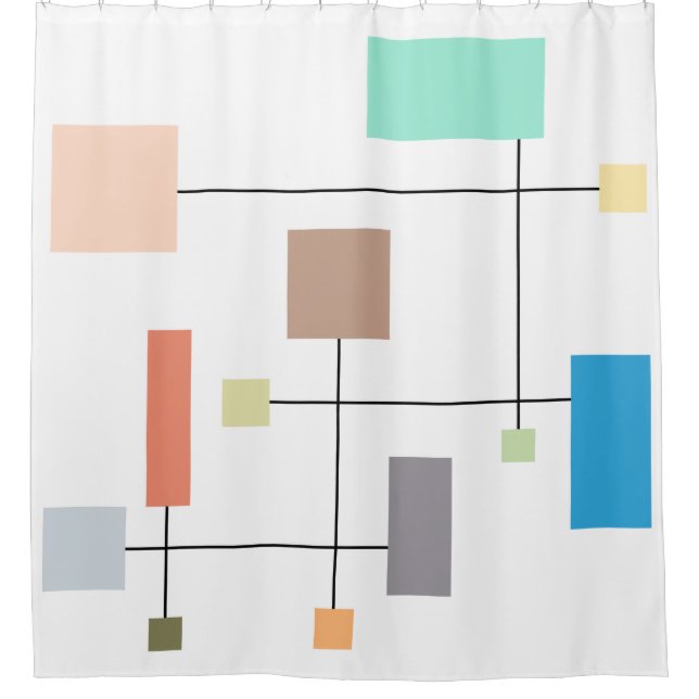 Colourful Geometric Abstract Shower Curtain (Front)