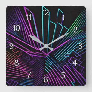 Colourful Geometric Abstract Square Wall Clock