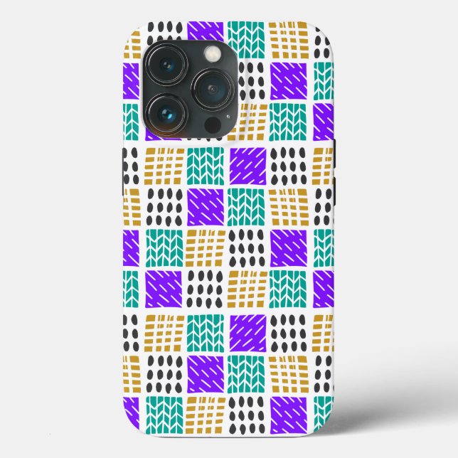 Colourful Geometric Abstract Squares Pattern Case-Mate iPhone Case (Back)