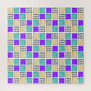 Colourful Geometric Abstract Squares Pattern Jigsaw Puzzle
