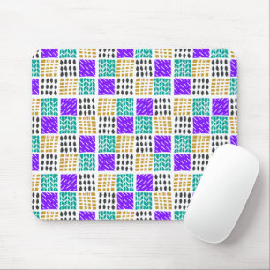 Colourful Geometric Abstract Squares Pattern Mouse Mat