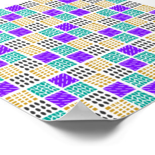 Colourful Geometric Abstract Squares Pattern Poster