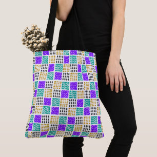 Colourful Geometric Abstract Squares Pattern Tote Bag