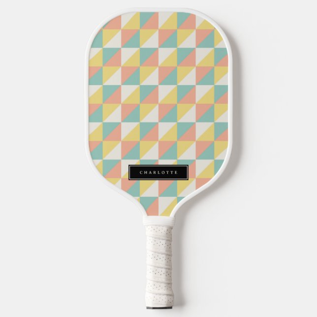 Colourful Geometric Abstract Triangle Modern Pickleball Paddle (Front)