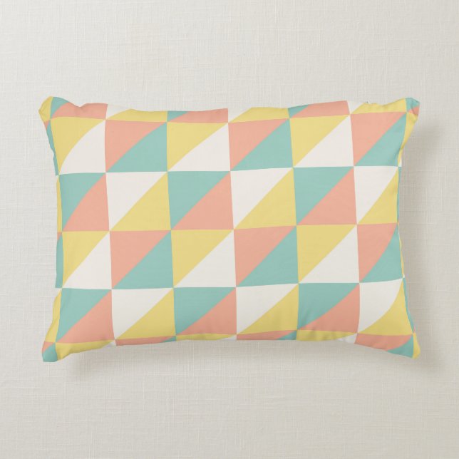 Colourful Geometric Abstract Triangle Pattern Decorative Cushion (Front)