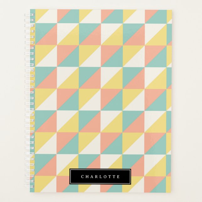 Colourful Geometric Abstract Triangle Pattern Name Planner (Front)