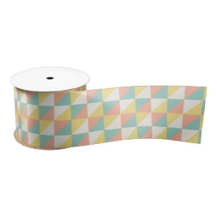 Colourful Geometric Abstract Triangle Pattern Satin Ribbon