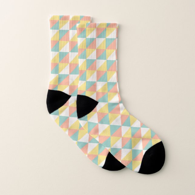 Colourful Geometric Abstract Triangles Pattern Socks (Pair)