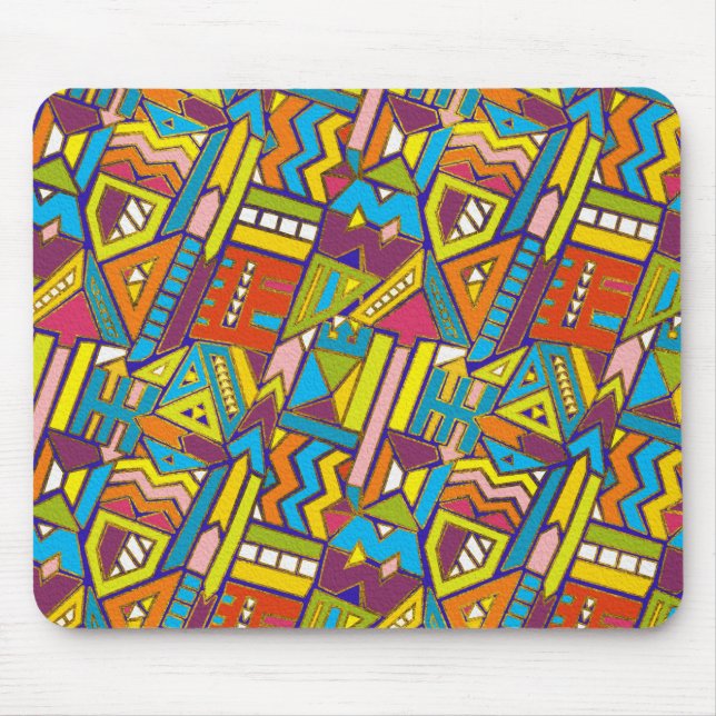 Colourful Geometric African Tribal Pattern Mouse Mat (Front)