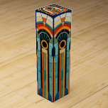 Colourful geometric art deco pattern 2 wine box<br><div class="desc">Beautiful colourful geometric art deco pattern with bright colours.</div>