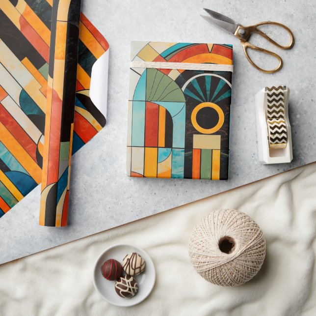Colourful geometric art deco pattern 2 wrapping paper (Crafts)