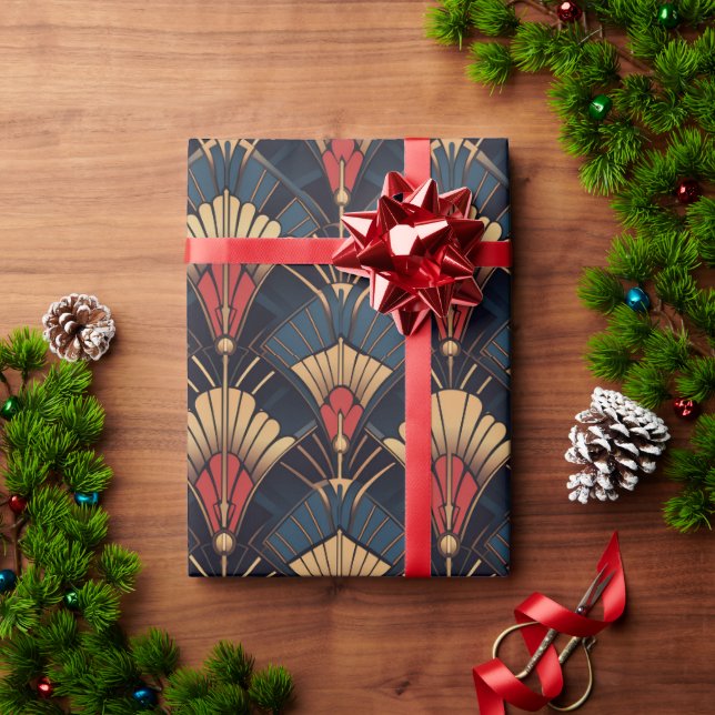Colourful geometric art deco pattern wrapping paper (Holiday Gift)