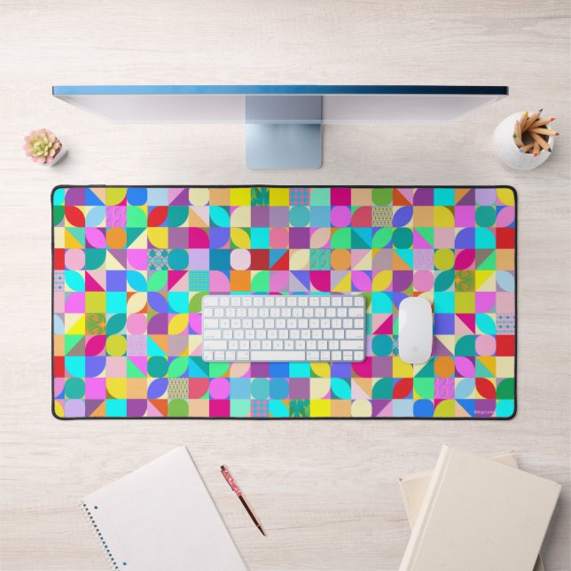 Colourful Geometric Art, Fun Modern Trendy Desk Mat (Office 1)