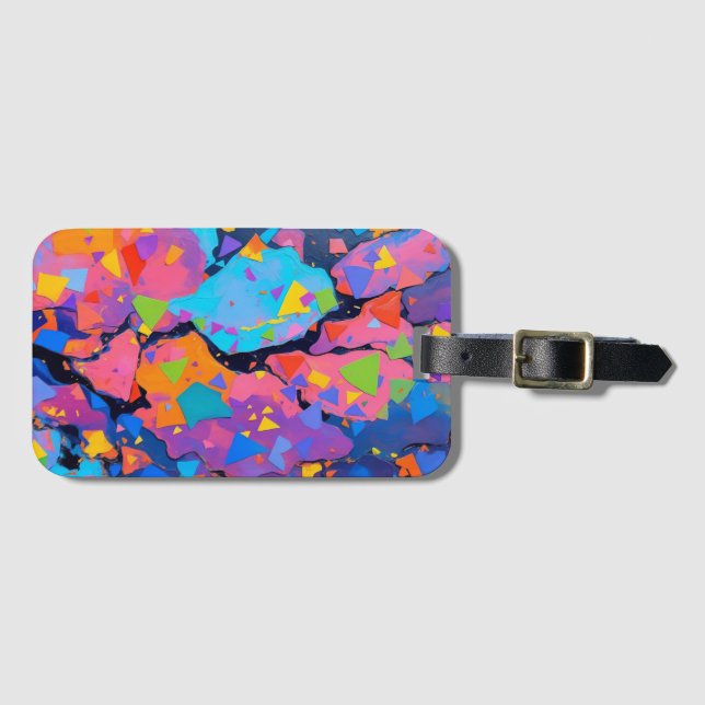 Colourful Geometric Art Luggage Tag – Abstract (Front Horizontal)