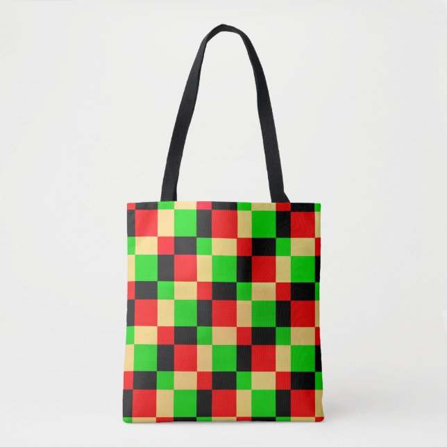 Colourful Geometric Block Squares Art Tote (Front)