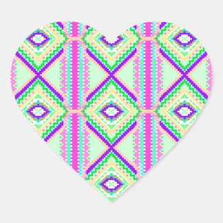 Colourful Geometric Boho Pattern Heart Sticker